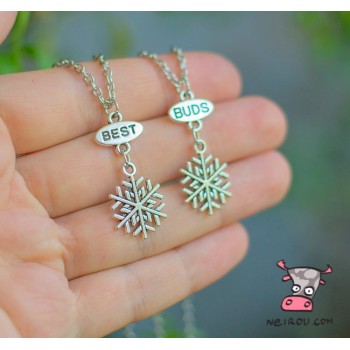 Кулон для двоих друзей "Best Buds. Снежинки. Цена за набор